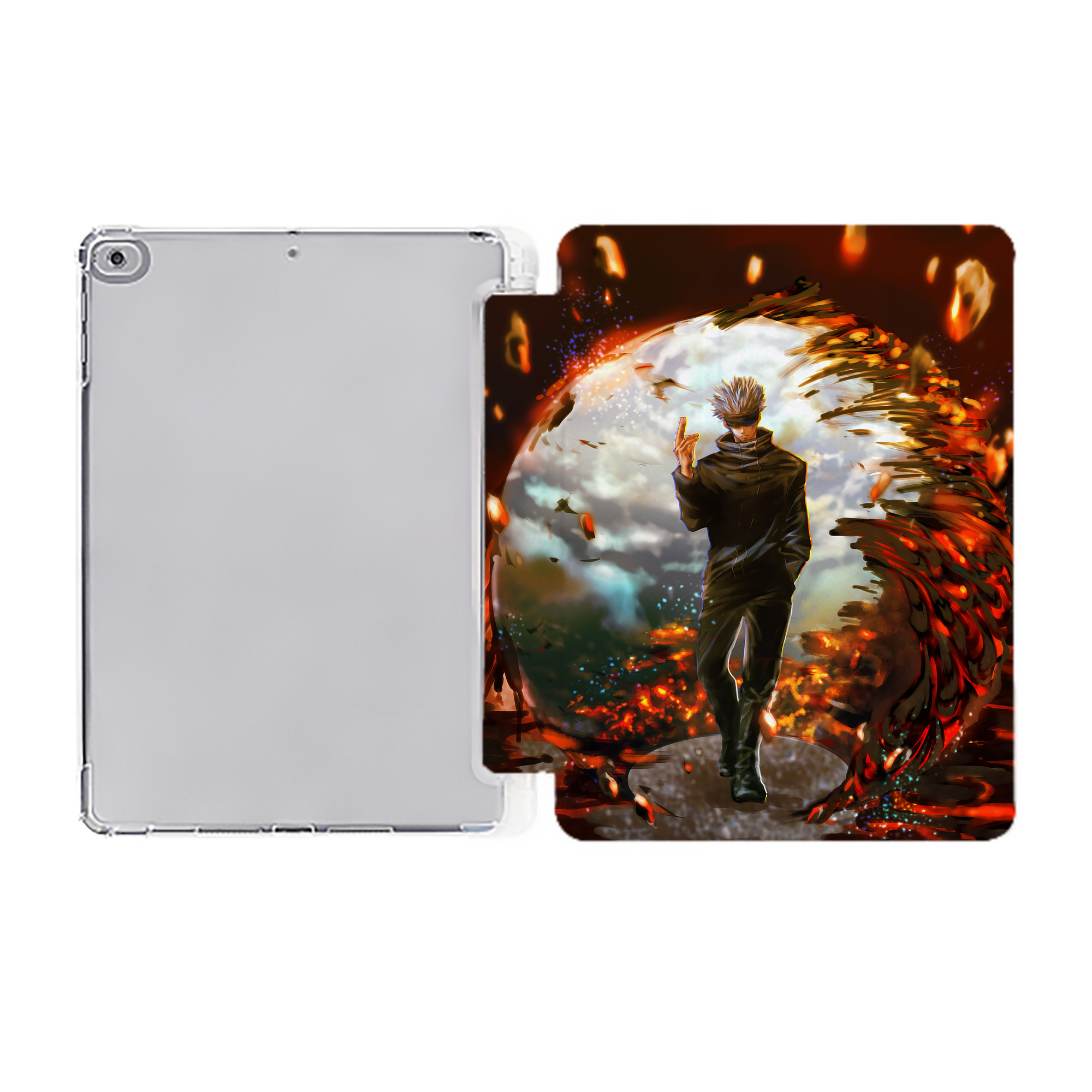（画像用） 呪術廻戦 Jujutsu Kaisen IPad ケース ペン収納付き 三つ折りスタンド PUレザー×シリコン 対応機種9.5/10.5/10.9インチ
